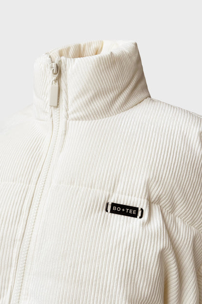Corduroy Quilted Puffer Jacket in Ivory