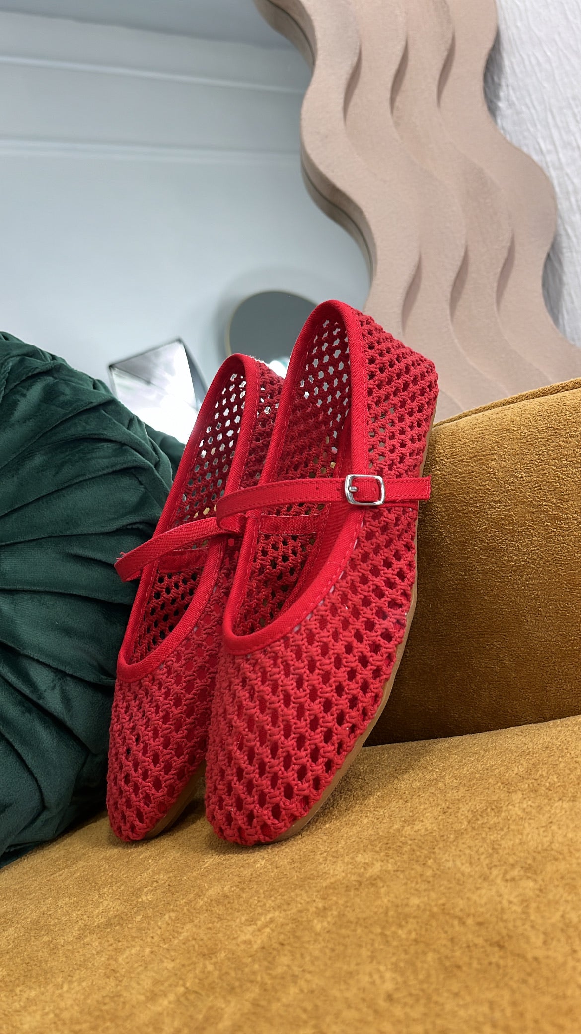 Dorothy Woven Ballet Flats, Red