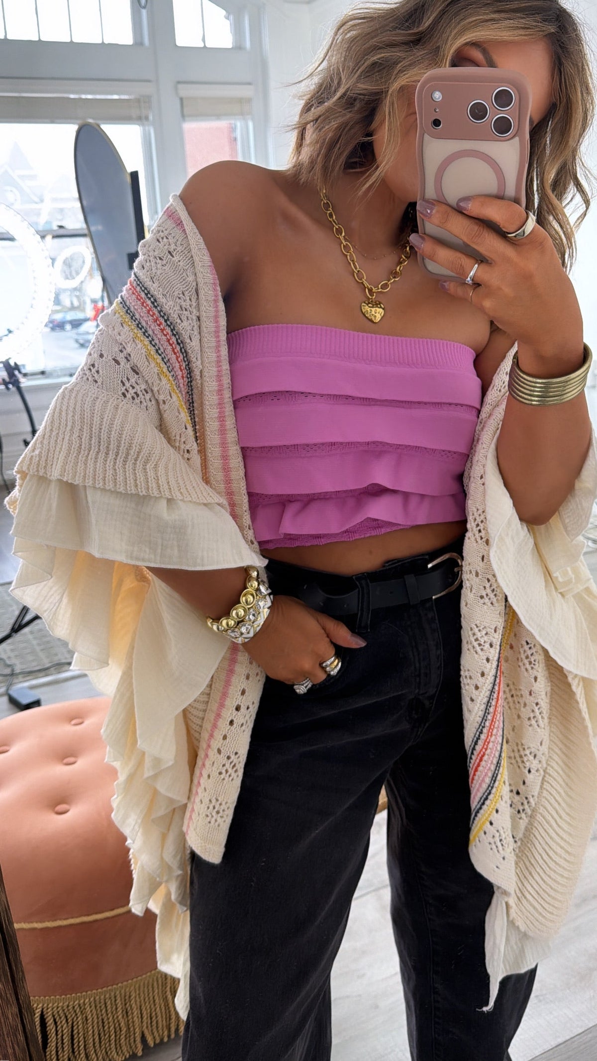 Artsy Aura Knit Cardigan, Natural