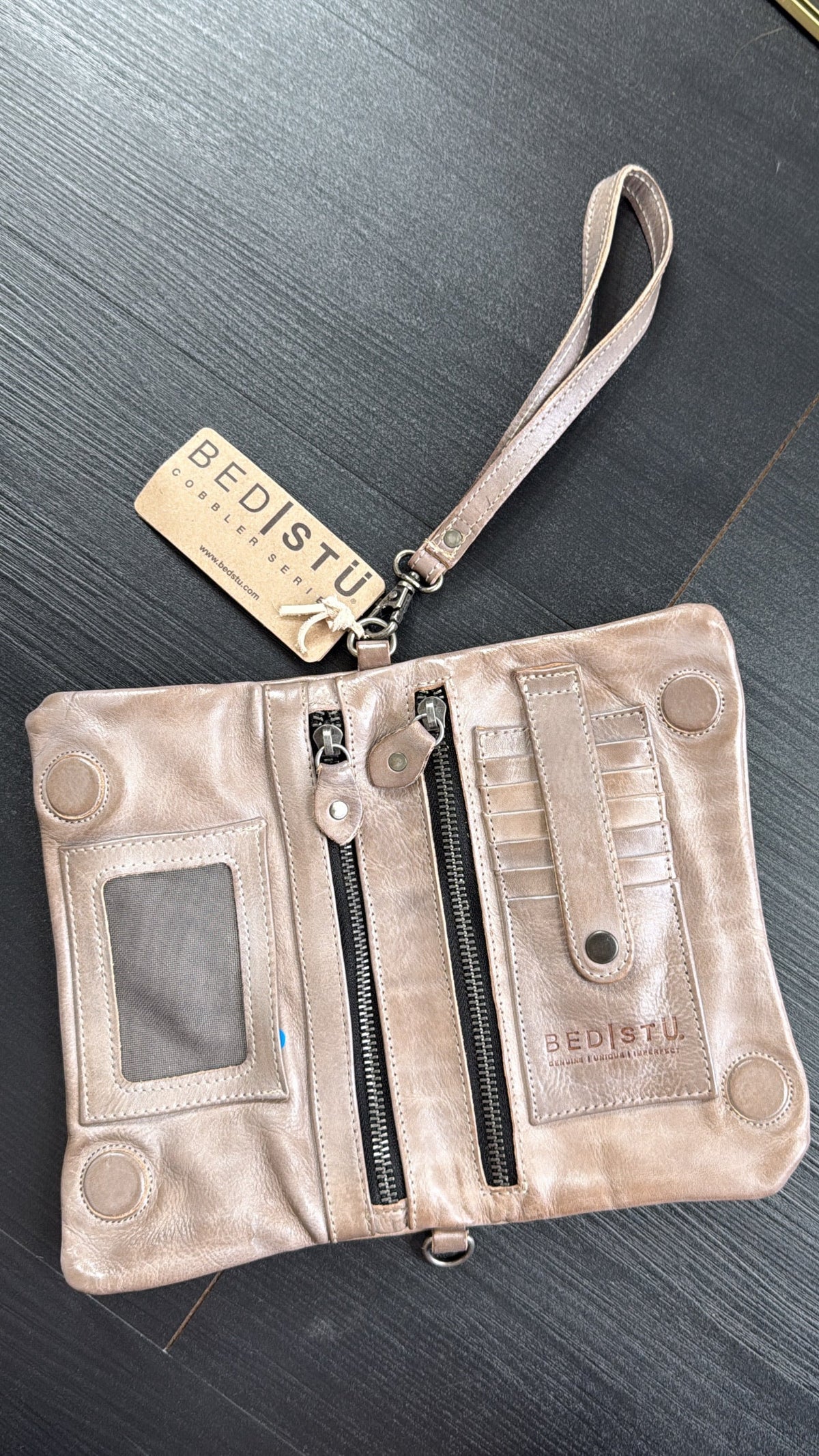 BedStu Cadence Crossbody, Taupe Rustic