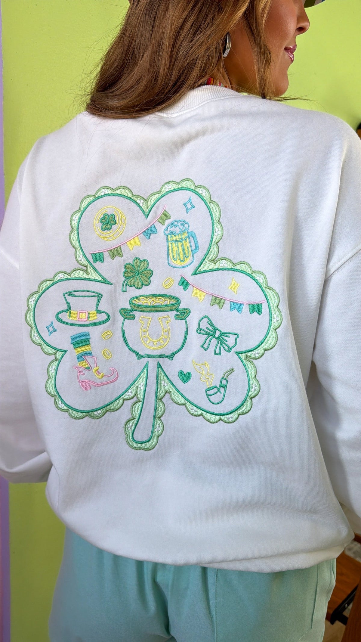 Lucky Charm Embroidered Top, Off White