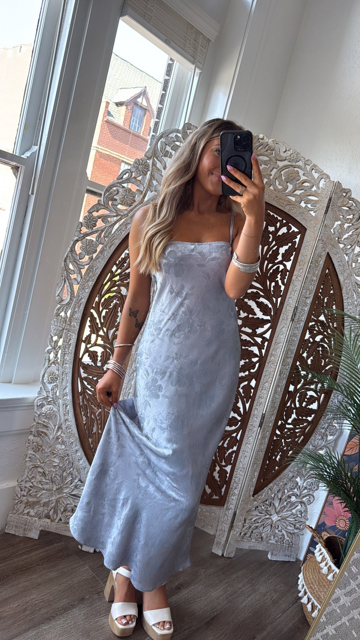 Chapel Smoke Midi Dress, Blue Steel