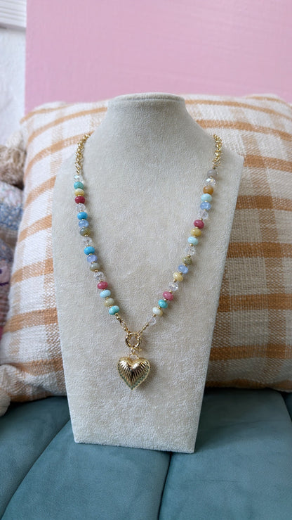 Multi Puff Heart Necklace