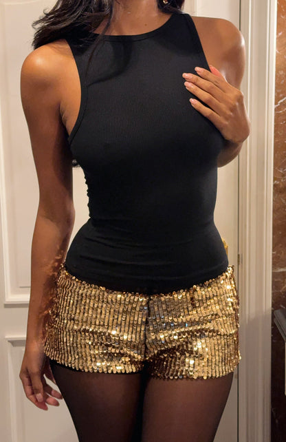 Bold Moves Sequin Shorts Gold
