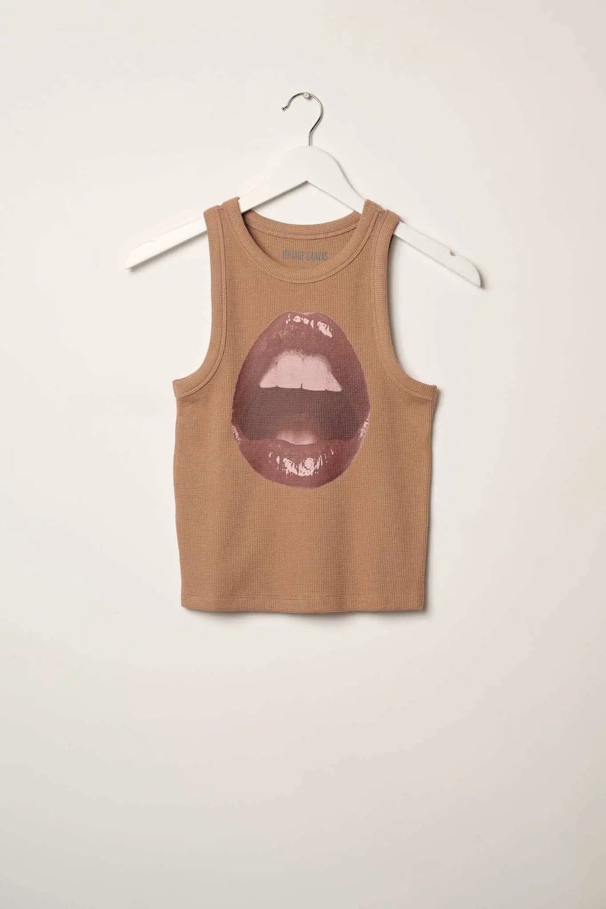 Lush Lips Crew-Neck Thermal Graphic Tank Top