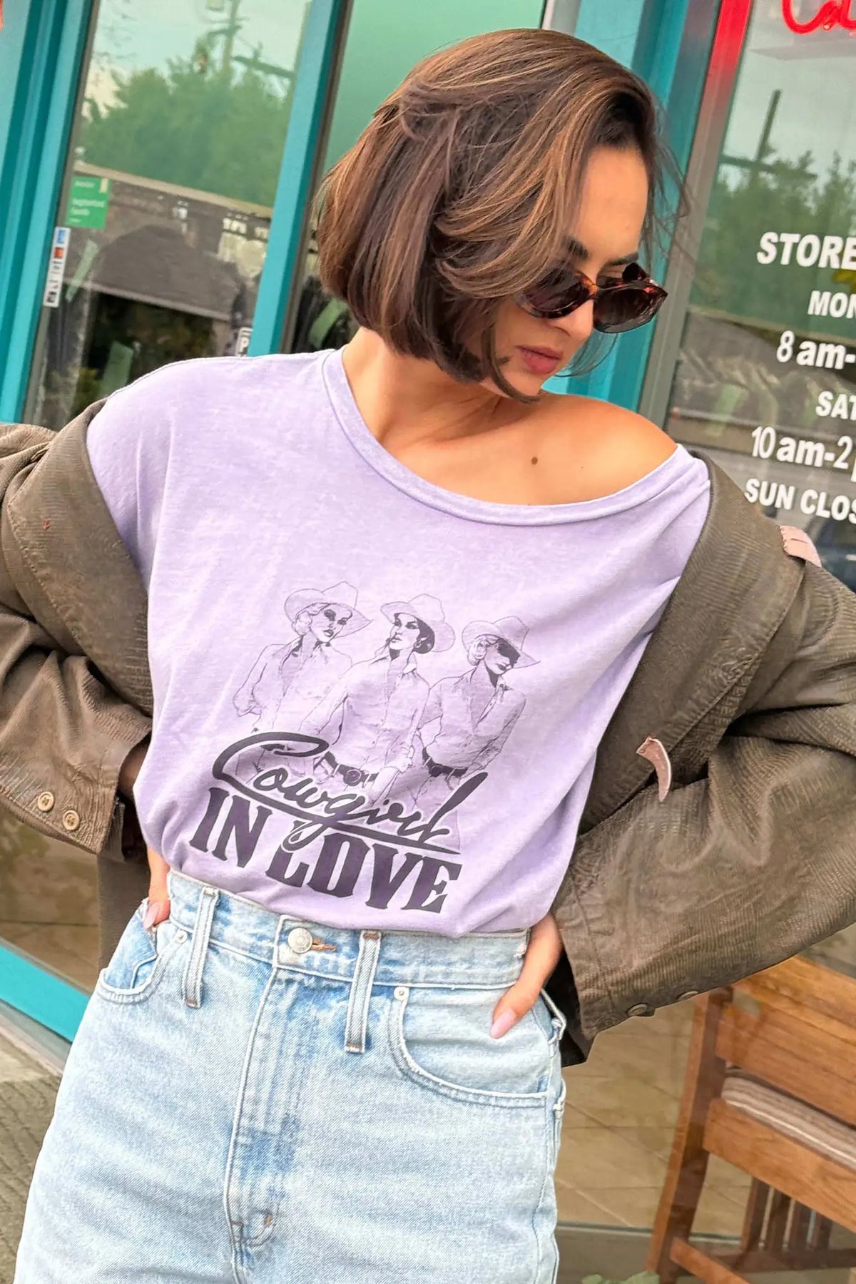 Cowgirl in Love Cropped Long-Sleeve Graphic Tee