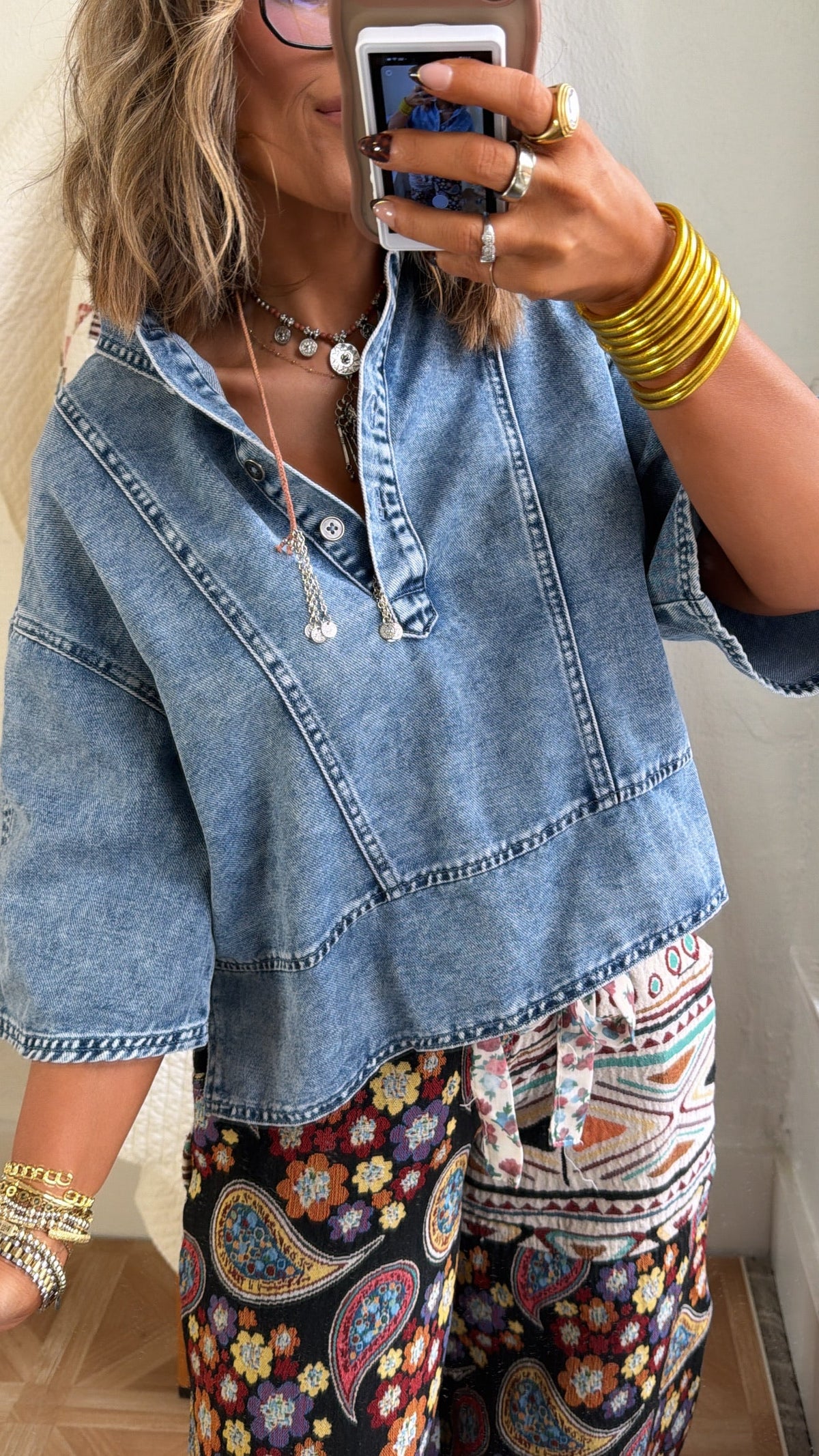 Bluebird Denim Top, Blue Denim