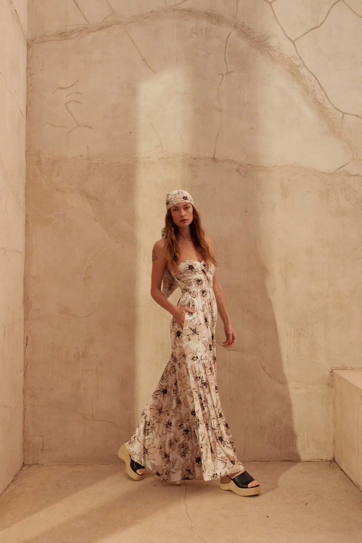 Fresh Winds Floral Crepe Tiered Wide-Leg Jumpsuit