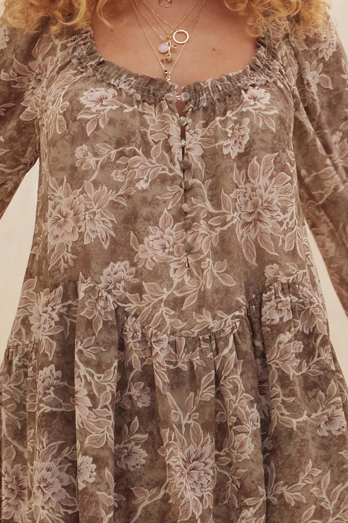 Cherished Memory Floral Chiffon Babydoll Romper