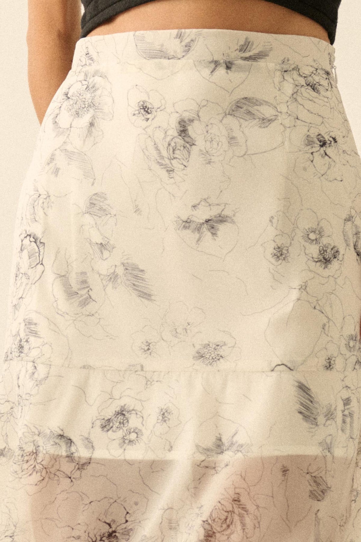 Gossamer Garden Floral Organza Tiered Maxi Skirt