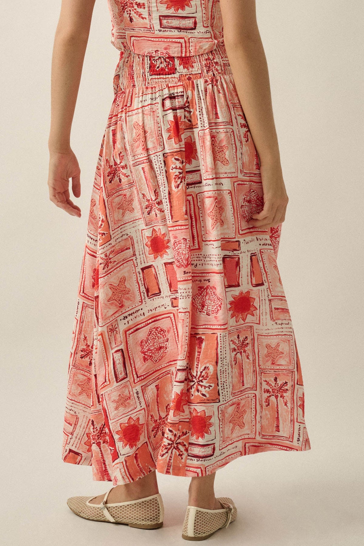 Pure Paradise Tropical-Print Button Maxi Skirt