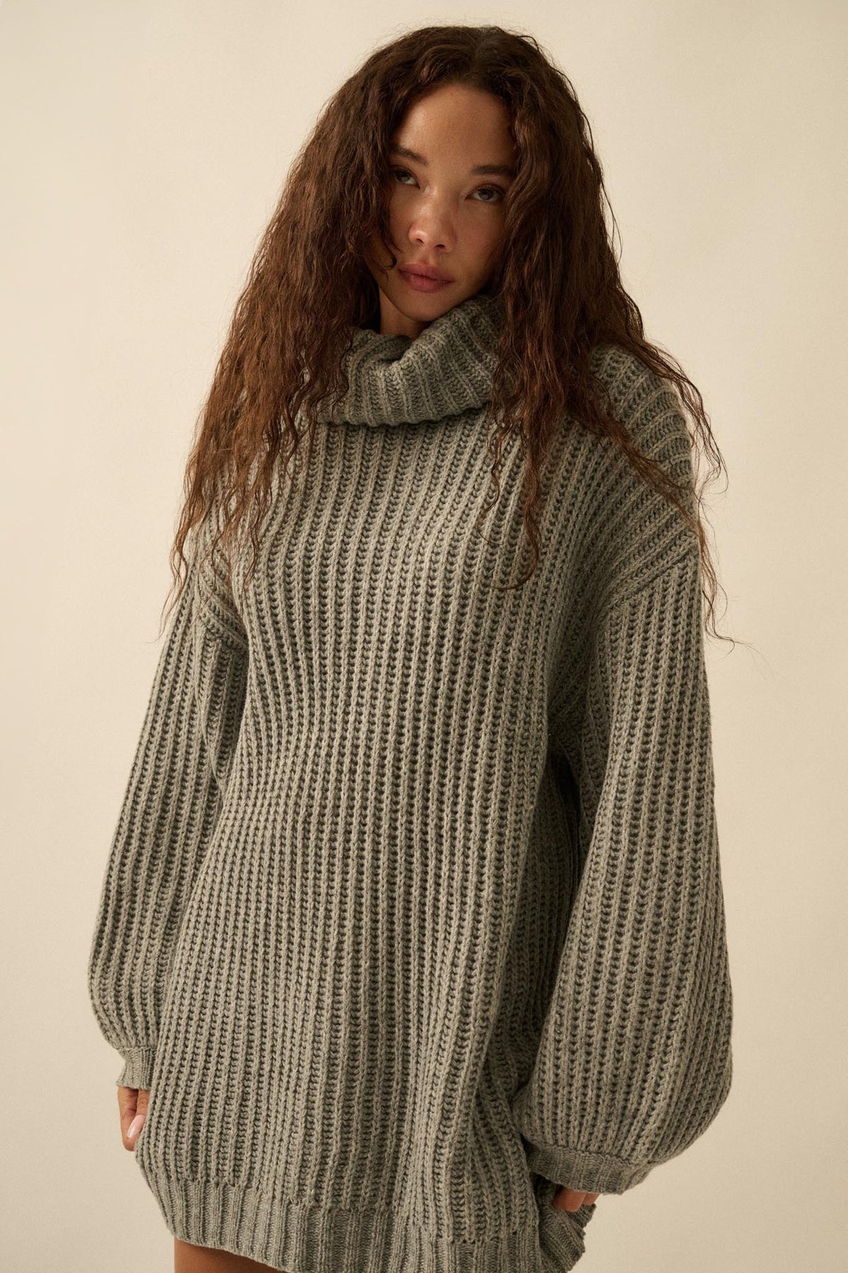 Cozy Up Chunky Knit Oversize Cowl-Neck Sweater