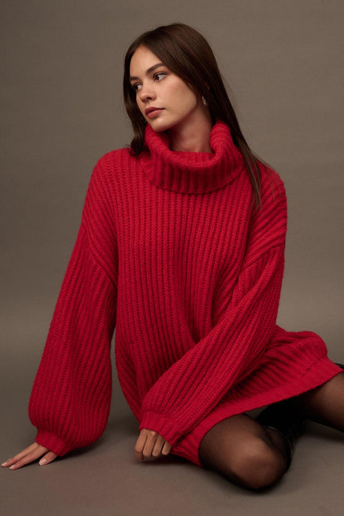 Cozy Up Chunky Knit Oversize Cowl-Neck Sweater