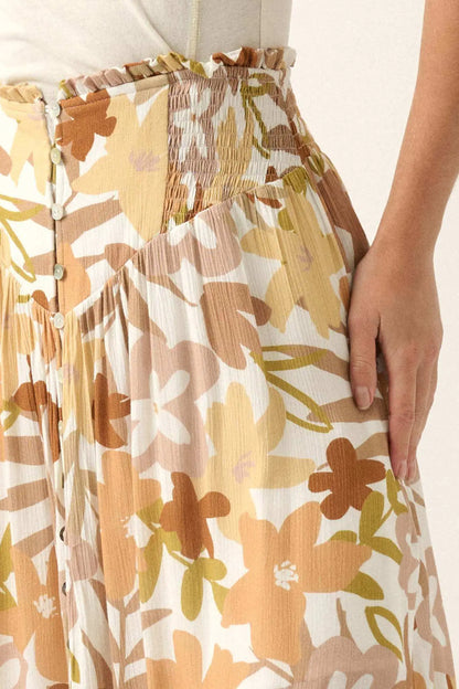 Rainforest Flowers Floral High-Waist Maxi Skirt