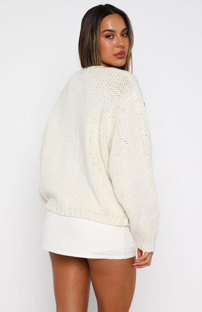 Candy Cane Crush Knit Sweater Cream