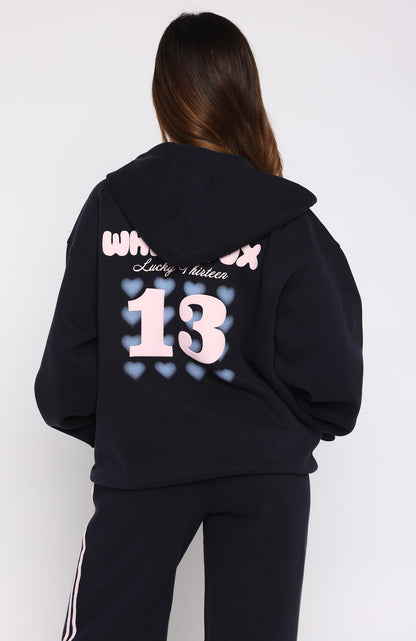 Lucky Thirteen Charise Zip Front Hoodie Navy