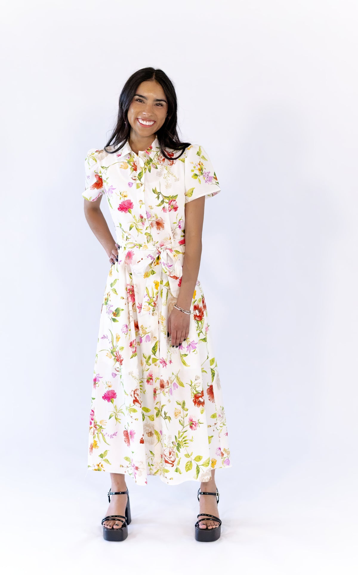 Arina Floral Belted Midi Dress ⭐︎ Restocked