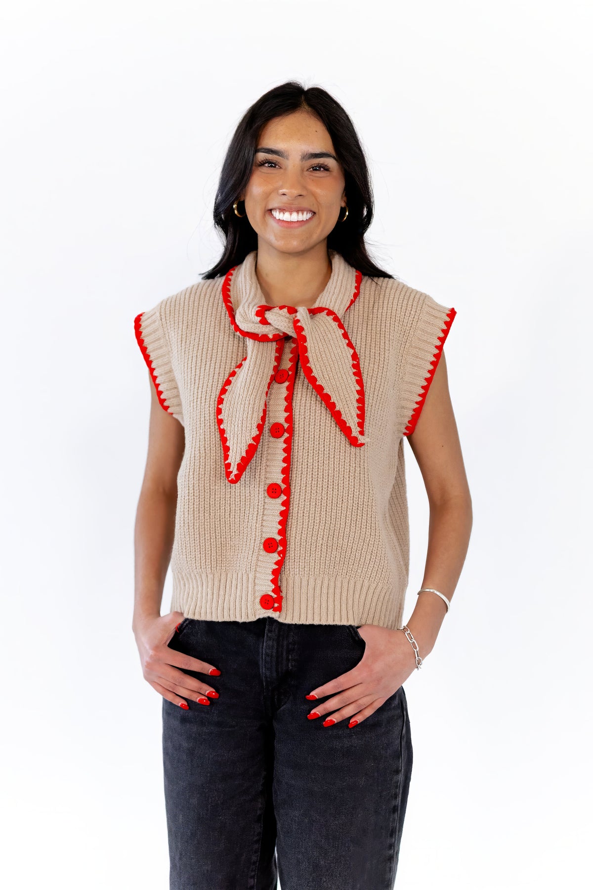 Oaklyn Tie Detail Button Up Top