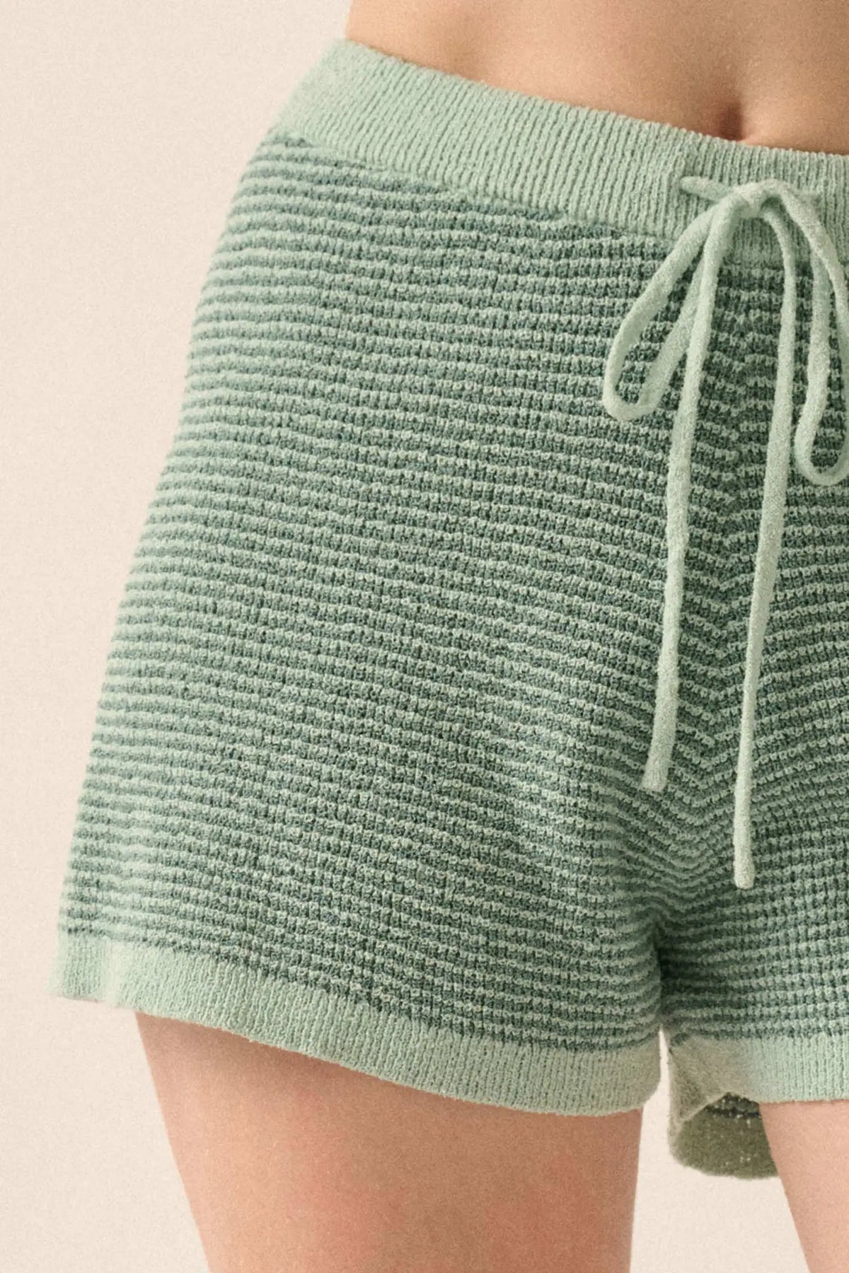 Happy Days Striped Drawstring Sweater Shorts