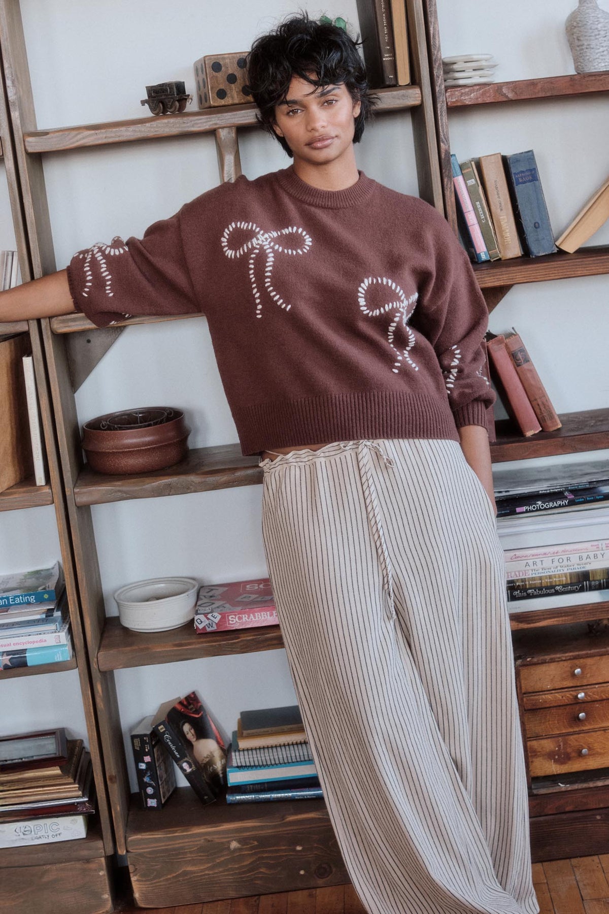 All Lined Up Pinstripe Wide-Leg Drawstring Pants