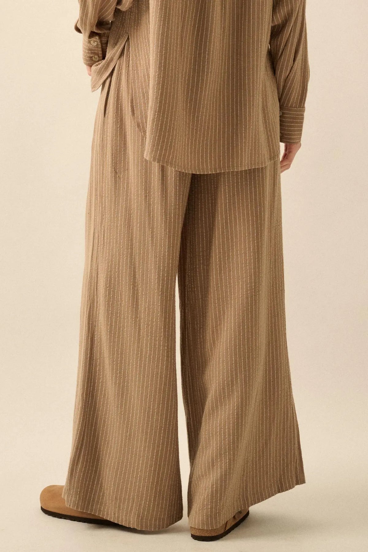 All Lined Up Pinstripe Wide-Leg Drawstring Pants