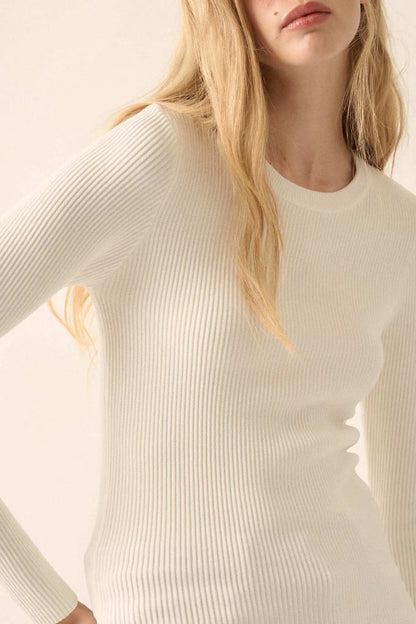 Shaper Fit Long-Sleeve Ribbed Knit Top
