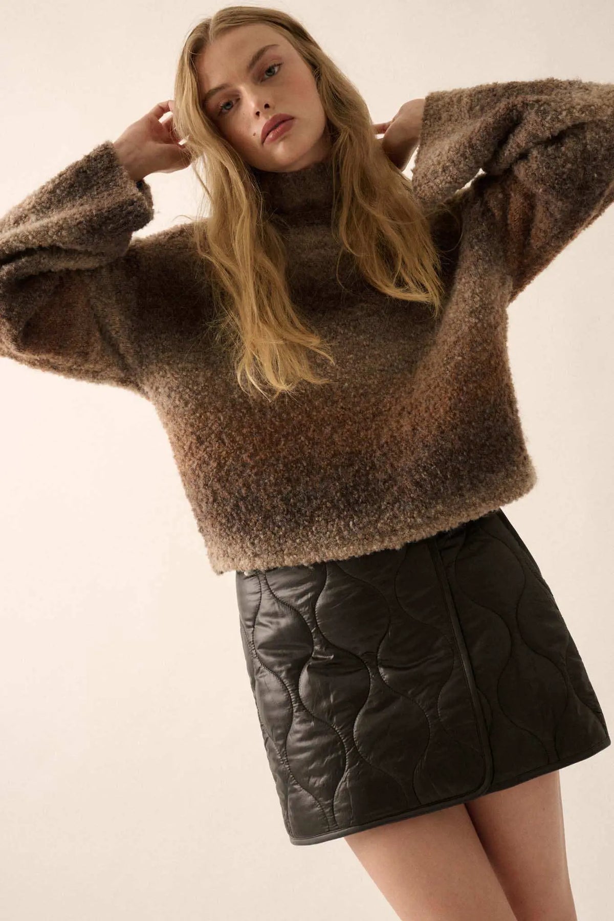 Hue Knew Ombre Knit Mock-Neck Sweater