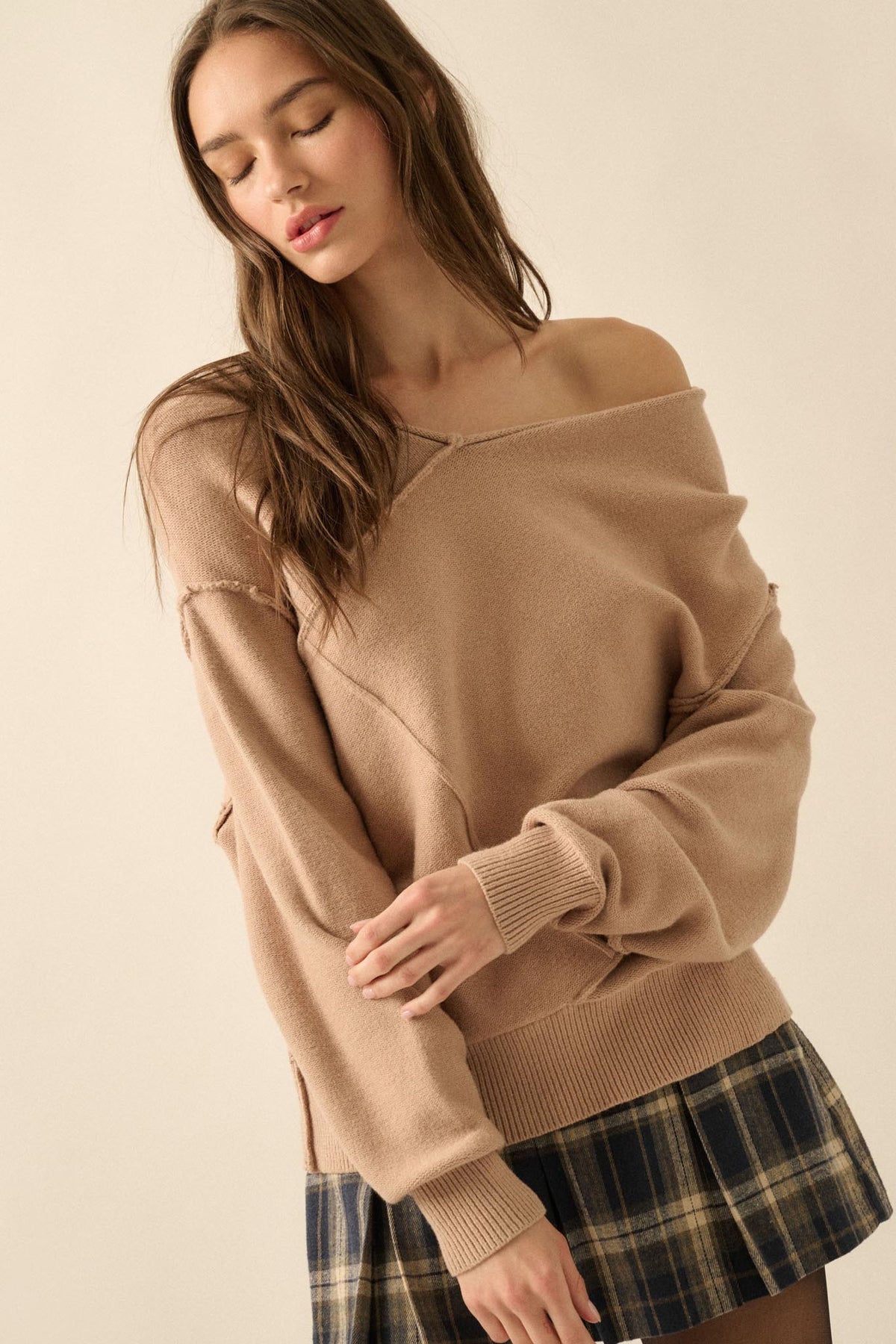 A Cute Angle Asymmetrical Exposed-Seam Sweater