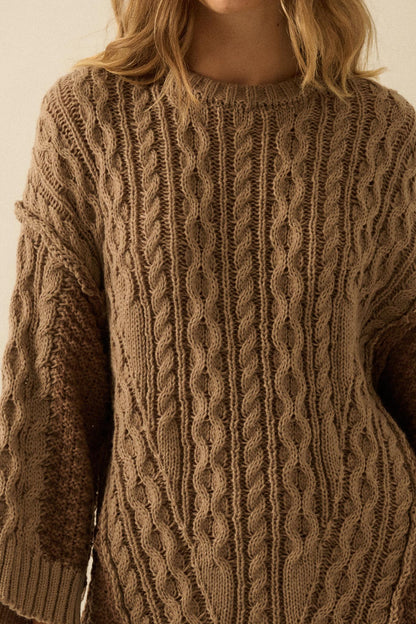 So Together Colorblock Cable Knit Oversize Sweater