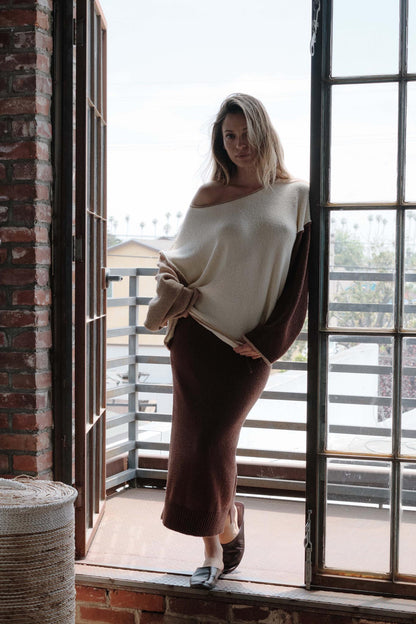 Promise the Label Colorblock Rolled-Edge Sweater