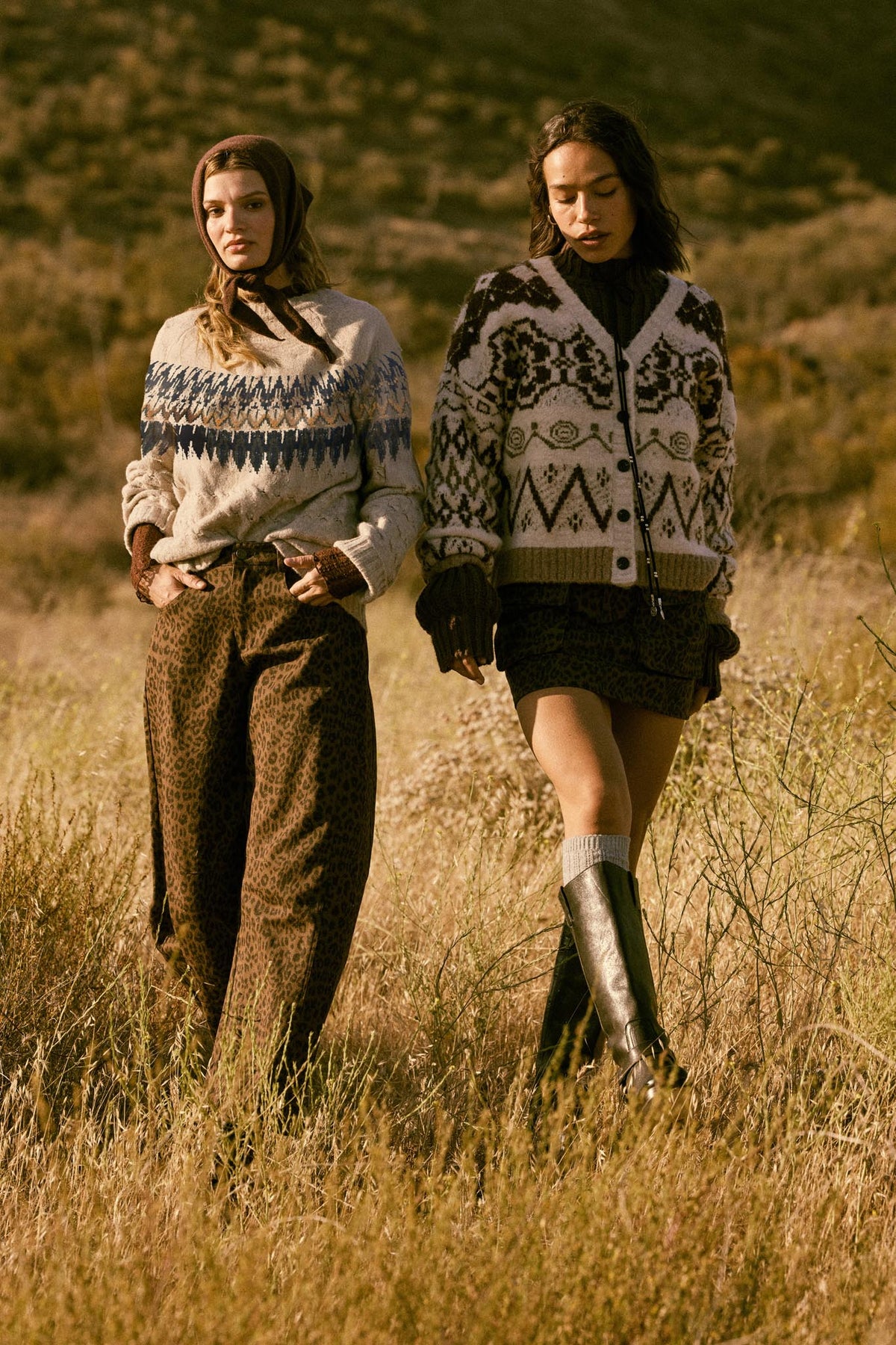 Misty Moors Fair Isle Cable Knit Sweater