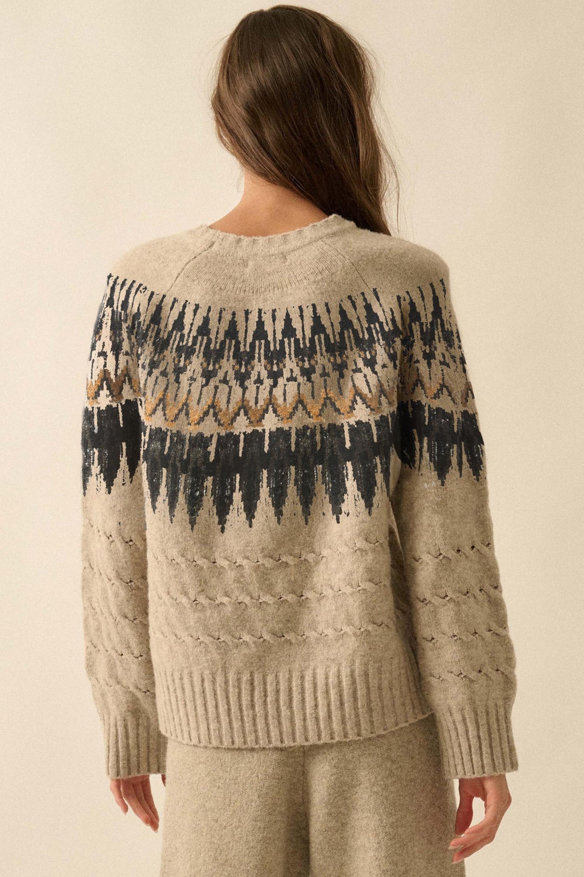 Misty Moors Fair Isle Cable Knit Sweater