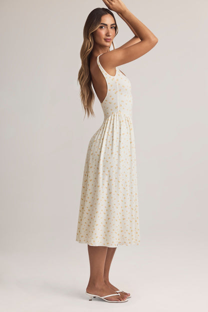 Modal A-Line Midaxi Dress in Floral Print