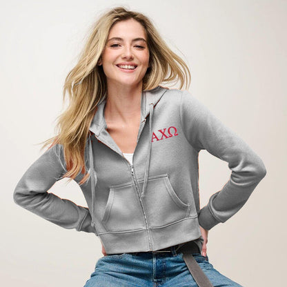 Alpha Chi Omega Cropped Zip Up Hoodie