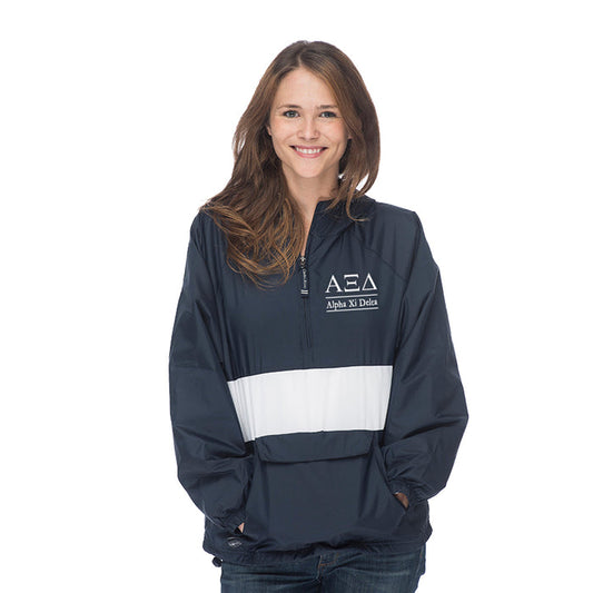 Alpha Xi Delta Classic Striped Windbreaker - Lined