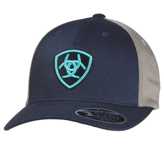ARIAT Turquoise Outline Shield (Navy/Grey) - Ball Cap - Hatcountry