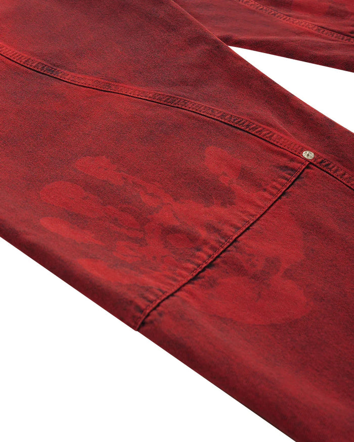 CALÇA JEANS CURVALÍNEA DOUBLE HAND VERMELHA - Four Street