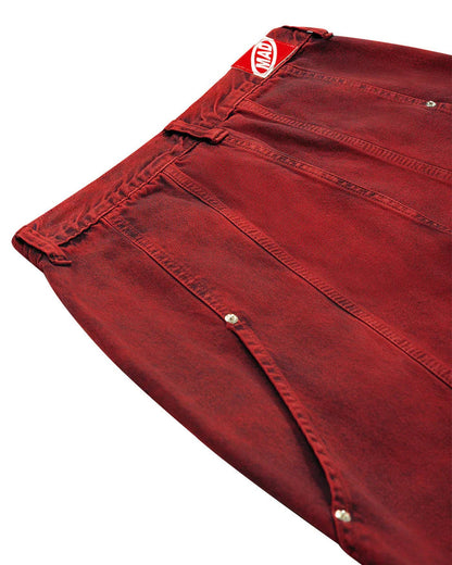 CALÇA JEANS CURVALÍNEA DOUBLE HAND VERMELHA - Four Street