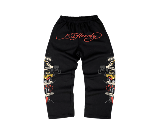 Calça Moletom Preta "By Matuê" Ed Hardy x Matuê
