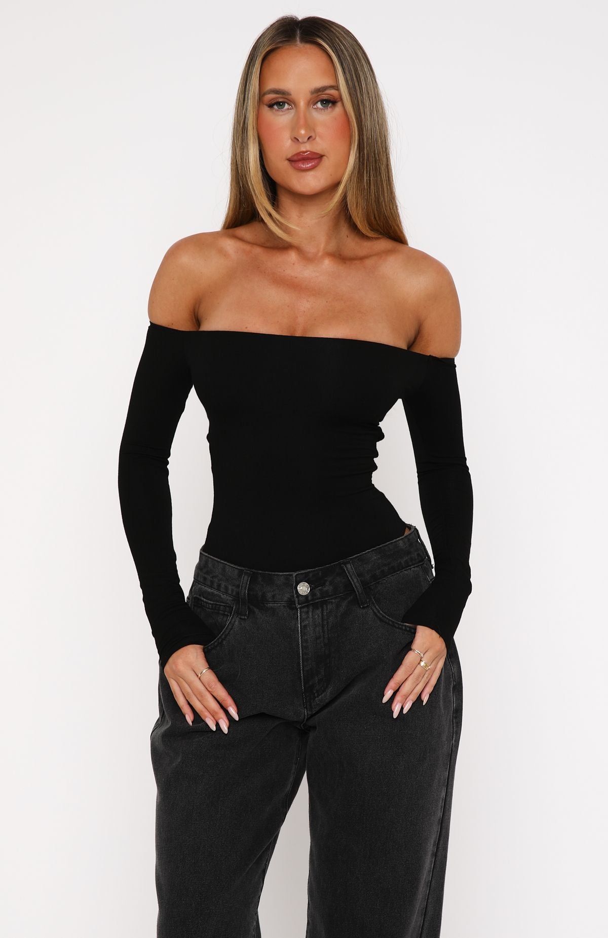 Confidence Check Long Sleeve Bodysuit Black
