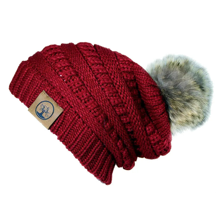 Deadwood Trading Brina- Slouch Beanie with Pom Pom - Winter Skull Cap for Women - Hatcountry