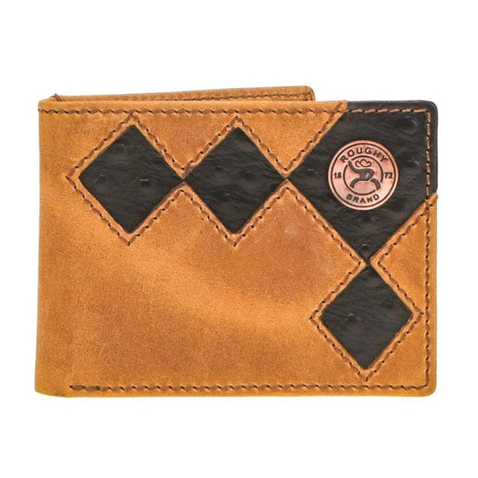 HOOey Diamond Patch Cutout with Black Leather Inlay (Brown)- Men`s Bifold Wallet - Hatcountry