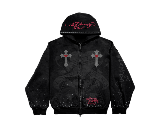 Moletom Zip Up Preto "Cruz" Ed Hardy x Matuê