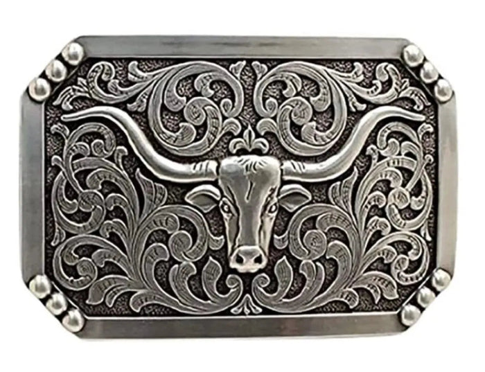 Nocona Longhorn Rectangle - Belt Buckle - Hatcountry