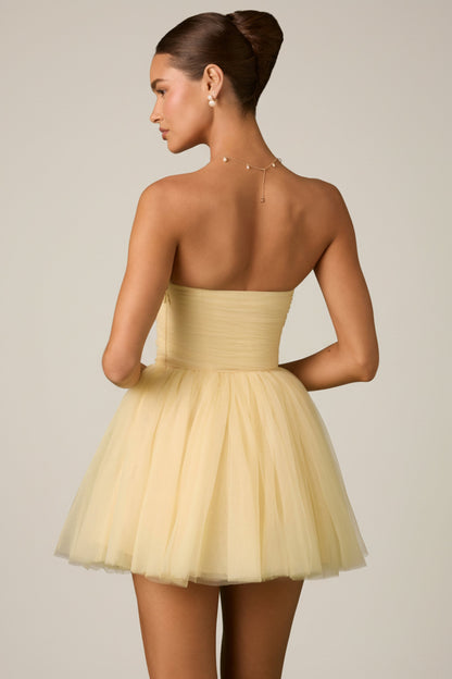 Tulle Corset Mini Dress in Yellow