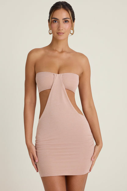 Bandeau Cut-Out Mini Dress in Warm Peach