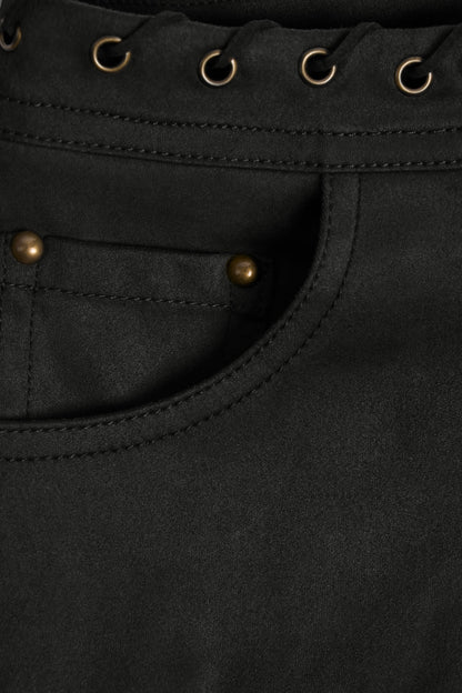 Lace-Up Mid-Rise Shorts in Black