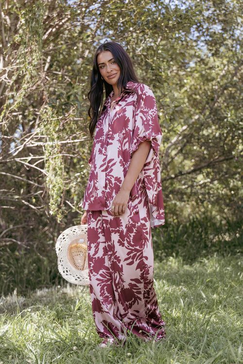 Elysia Pants - Pink Burgundy