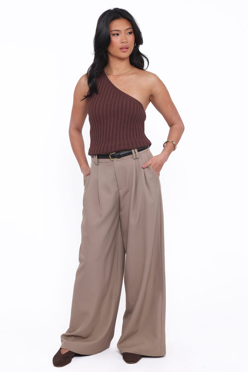 Kathryn Wide Leg Pant - Beige