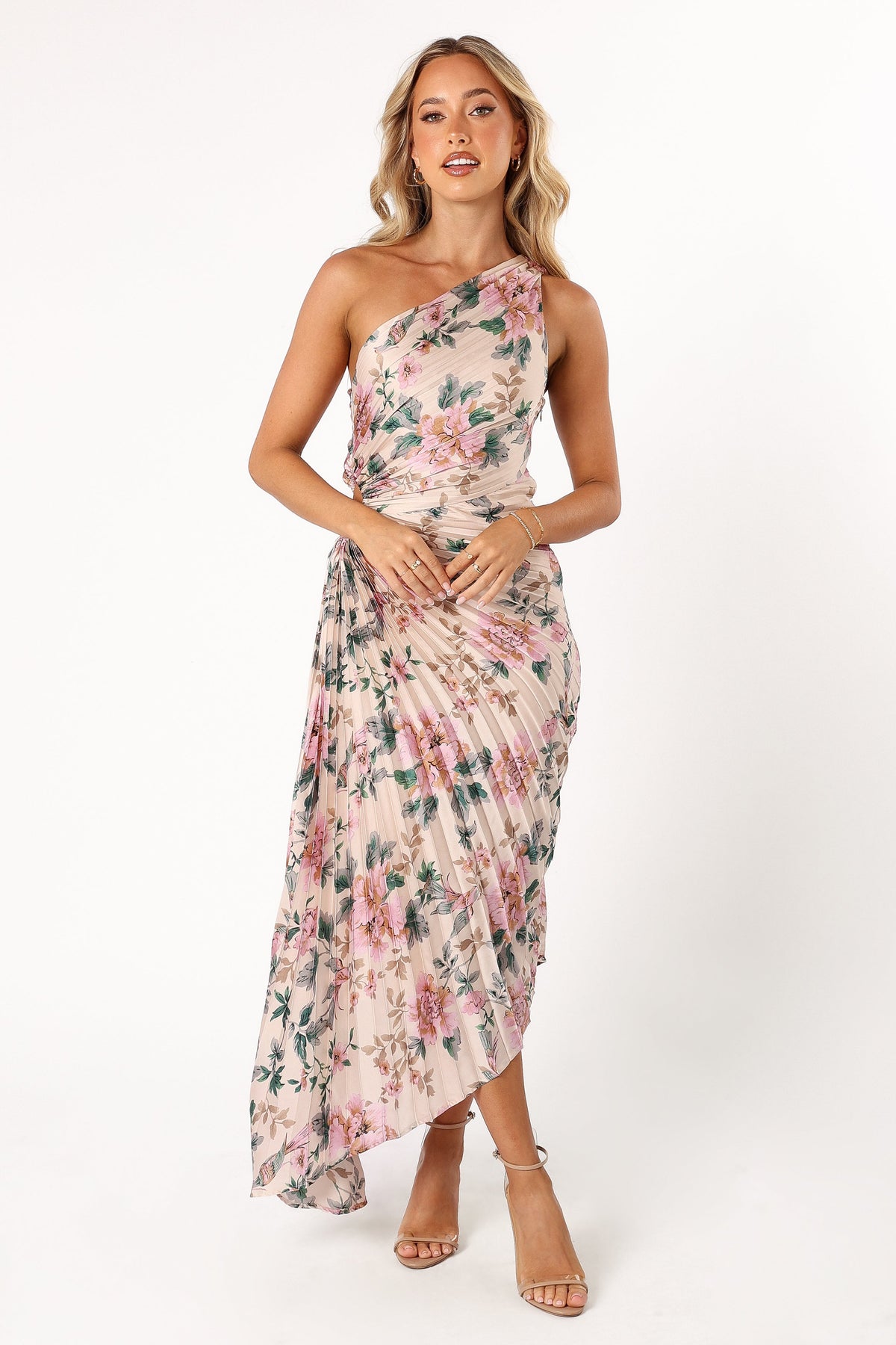 Kleo One Shoulder Maxi Dress - Pink Floral